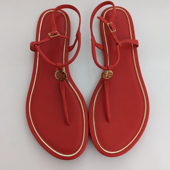 NWOT! Tory Burch Emmy T Strap Sandal In Bright Samba Size 9.5 - Picture 1 of 16